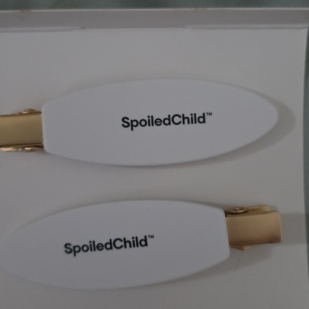 Spoiled Child White and Gold Hair Clips NIP